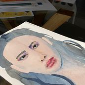 Il mio progetto del corso: Ritratto illustrato ad acquerello. Projekt z dziedziny Trad, c, jna ilustracja,  Sztuki piękne,  Malarstwo,  R, sunek, Malowanie akwarelą, Portret,  R, sunek art, st i czn użytkownika Nazia Frigerio - 10.03.2024
