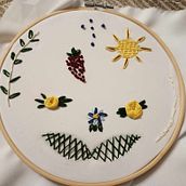 Mój projekt z kursu: Podstawowe techniki haftu: ściegi, kompozycje i palety kolorów Ein Projekt aus dem Bereich Erweiterungsentwicklung, Design von Garderoben, Stickerei, Farbenlehre und Textildesign von xkasiax - 11.03.2024