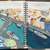 My rendition of the Unsplash photo by Roland Varsbergs and inspired by the style of Maru Godas . Gouache Painting, Traditional illustration, Fine Arts, Painting, and Sketchbook project by Tara Miles - 01.23.2024