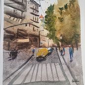 Mi proyecto del curso: Paisajes urbanos en acuarela. Un projet de Beaux Arts, Aquarelle et Illustration architecturale de Sandra Gómez Dueñas - 07.03.2024