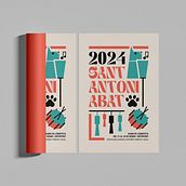 Cartel "Festes Sant Antoni Abad 2024". Un proyecto de Diseño, Diseño de carteles, Diseño gráfico y Publicidad de Henar Cambra - 01.10.2023