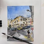 Architectuur tekenen met aquarel en inkt. Architecture project by Lydia Van der Graaff - 03.17.2024