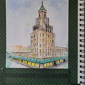 My project for course: Architectural Sketching with Watercolor and Ink. Sketching, Drawing, Watercolor Painting, Architectural Illustration, Sketchbook & Ink Illustration project by Summer Creech - 03.16.2024