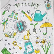 Spring doodles, haiku, and Coldplay. Un proyecto de Ilustración tradicional, Lettering, Dibujo, H y lettering de Laura Gauthier - 17.03.2024
