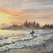 Tofino Surfer. Watercolor Painting project by Wendy Kahle - 08.14.2023