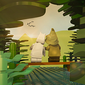 Moomin Valley - Lego Fanart. 3D Modeling, 3D, 3D Design, and Digital Painting project by Ana Karoline Grellmann Cardoso - 03.19.2024