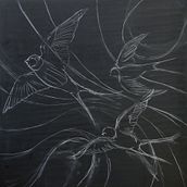 Lacquer Painting on Wood - Play with the wind ( 60 x 60 cm) - Ming Do. Artesanato projeto de Minh Do Hoang - 21.03.2024