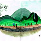My project for course: Pictorial Sketchbook with Gouache. Projekt z dziedziny Trad, c, jna ilustracja, Sketching,  R, sunek,  R, sunek architektoniczn, Sketchbook i Malowanie gwaszami użytkownika Tanya Eirena - 21.03.2024