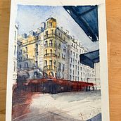 My project for course: Architectural Sketching with Watercolor and Ink. Een project van  Schetsen,  Tekening, Aquarelschilderen,  Architecturale illustratie, Sketchbook y  Illustratie met inkt van holzhammerelena - 22.03.2024