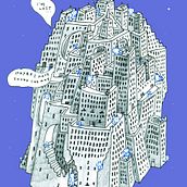 Flying city. Editorial Illustration, Architectural Illustration & Ink Illustration project by Valentina Corradini - 10.15.2021