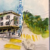 My project for course: Urban Sketching: Create Expressive Cityscapes. Painting, Sketching, Drawing, Watercolor Painting, Sketchbook & Ink Illustration project by Lacey Z - 03.20.2024