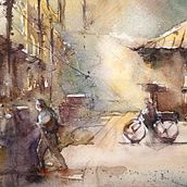 My project for course: Watercolor Fundamentals: Light and Color. Een project van Schilderij, Aquarelschilderen y  Architecturale illustratie van hm_art_in_hawaii - 25.03.2024
