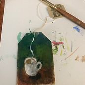 My project for course: The Art of Tea Bag Painting. Gouache Painting, and Watercolor Painting project by Julie Huff - 03.27.2024