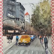 Mi proyecto del curso: Paisajes urbanos en acuarela Ein Projekt aus dem Bereich Bildende Künste, Aquarellmalerei und Architektonische Illustration von Rocío Lavado Valenzuela - 27.03.2024