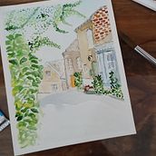 Meu projeto do curso: Desenho arquitetônico com aquarela e tinta. Un progetto di Bozzetti, Disegno, Pittura ad acquerello, Illustrazione architettonica, Sketchbook e Illustrazione con inchiostro di ana_le_mos - 29.03.2024