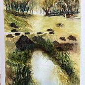 Mon projet du cours : Paysages naturels à l’aquarelle. Projekt z dziedziny  Sztuki piękne,  Malarstwo i Malowanie akwarelą użytkownika b_ludewigquaine - 01.04.2024