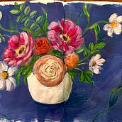 My project for course: Expressive Floral Painting with Acrylic Paint. Un proyecto de Bellas Artes, Pintura, Pintura acrílica e Ilustración botánica de Marianne Noiman - 01.04.2024