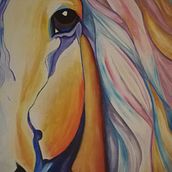 Horse inspired by Monica Baldwin (Before starting course). Acr, and lic Painting project by Susan Kernaghan - 04.02.2024