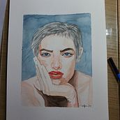 Mein Abschlussprojekt für den Kurs: Aquarellporträt mit fotografischem Vorbild Ein Projekt aus dem Bereich Traditionelle Illustration, Aquarellmalerei und Porträtzeichnung von Claudia Steffen - 04.04.2024