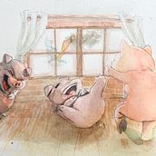 Big bad wolf gone . Traditional illustration, Fine Arts, Painting, Drawing, Watercolor Painting, Children's Illustration, and Narrative project by diegofaria - 04.01.2024