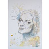 Meu projeto do curso: Retrato experimental com tinta, álcool e chá. Fine Arts, Painting, Drawing, Ink Illustration, and Watercolor Painting project by CLAUDIA VASQUES - 04.04.2024