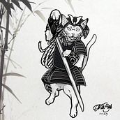 Gato samurai. Un proyecto de Diseño de tatuajes de Catalina Bastías - 22.04.2023