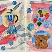 Una storia di orsi, pesciolini, bottoni, caffettiere e foglie di ginkgo. Traditional illustration, Sketching, Creativit, Drawing, Watercolor Painting, and Sketchbook project by Monica Magnani - 04.10.2024