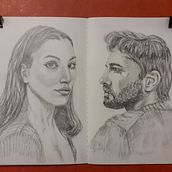 Mi proyecto del curso: Cuaderno de retratos a línea con grafito. Een project van  Beeldende kunst,  Schetsen,  Tekening,  Portrettekening y Sketchbook van mariofanlo - 11.04.2024