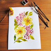 Mon projet du cours : Aquarelle florale créative : renouez avec la nature. Ilustração tradicional, Pintura, Pintura em aquarela e Ilustração botânica projeto de kaloou - 13.04.2024