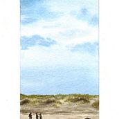 Walk @ the beach. Een project van  Tekening, L, scaping,  Schetsen y Aquarelschilderen van Philip Vandenbussche - 13.04.2024