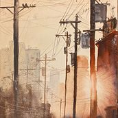 Sunset in the City. Fine Arts, Painting, and Watercolor Painting project by Wendy Kahle - 04.14.2024