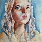 Final project of woman. Un projet de Beaux Arts, Peinture, Aquarelle , et Dessin de portrait de winnett - 15.04.2024