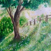 Meu projeto do curso: Paisagens de sonhos com aquarela: pintura com luz. Pintura, e Pintura em aquarela projeto de Nayara Guimarães - 11.04.2024