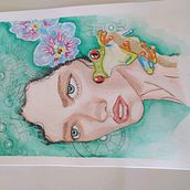 Mi proyecto del curso: Retrato ilustrado en acuarela. Traditional illustration, Fine Arts, Painting, Drawing, Watercolor Painting, Portrait Drawing, and Artistic Drawing project by sejoforga - 04.16.2024