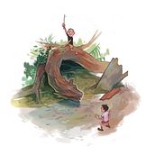 Pesa river. Children's Illustration project by Bernardo Tirelli - 04.16.2024