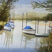 My project for course: Watercolor Techniques for Painting Seascapes. Painting, Watercolor Painting, and Naturalistic Illustration project by Janet Miller - 04.17.2024
