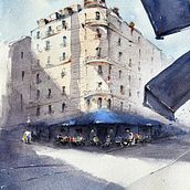 My project for course: Architectural Sketching with Watercolor and Ink. Sketching, Drawing, Watercolor Painting, Architectural Illustration, Sketchbook & Ink Illustration project by reihanehshl - 04.19.2024