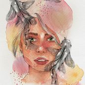 My project for course: Illustrated Portrait in Watercolor. Un progetto di Illustrazione tradizionale, Belle arti, Pittura, Disegno, Pittura ad acquerello, Disegno di ritratti e Disegno artistico di lena.tsch - 19.04.2024