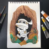 LITTLE MUMMY. Watercolor Painting project by Leslie Johana Velandia Pulido - 04.20.2024