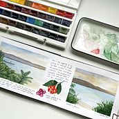 My project for course: Watercolor Travel Journal. Un proyecto de Ilustración tradicional, Pintura a la acuarela, Ilustración arquitectónica y Sketchbook de Christine Kim - 16.04.2024