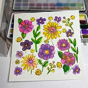 My project for course: Vibrant Floral Patterns with Watercolors. Traditional illustration, Pattern Design, Watercolor Painting, and Botanical Illustration project by Julia Rudens - 04.21.2024