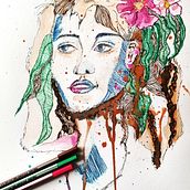 Mein Abschlussprojekt für den Kurs: Experimentelle Porträts mit Tinte, Tee und Alkohol. Fine Arts, Painting, Drawing & Ink Illustration project by simse - 04.22.2024