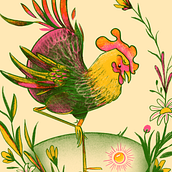 The Rooster & The Pearl: Picturebook Illustration: Explore Color and Composition. Ilustração tradicional, Desenho a lápis, Desenho, Ilustração digital, Ilustração infantil, Teoria da cor, e Álbum ilustrado projeto de Marina Moran - 21.04.2024