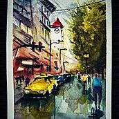 Mi proyecto del curso: Paisajes urbanos en acuarela. Een project van  Beeldende kunst, Aquarelschilderen y  Architecturale illustratie van Adrián Darago - 24.04.2024