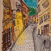 PROYECTO FINAL: calle Camprodón. Traditional illustration, Sketching, Drawing, Watercolor Painting, Architectural Illustration, and Sketchbook project by dgomez_es2015 - 04.25.2024