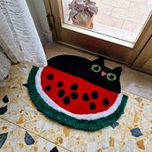 Gatto su anguria. Arts, Crafts, Decoration, Fiber Arts, DIY, and Textile Design project by Valentina Pazienza - 04.25.2024