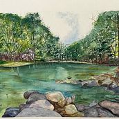 My project for course: Painting Realistic Watercolor Landscapes. Un proyecto de Bellas Artes, Pintura, Bocetado, Pintura a la acuarela e Ilustración naturalista				 de lindaknox - 28.04.2024