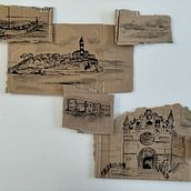 DA - Sèrie de dibuixos sobre Mallorca (tinta xinesa sobre cartró). Un projet de Illustration à l'encre, Pa , et sagisme de Naila Adrover - 28.04.2024