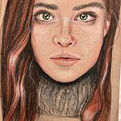 : Realistic Portrait with Coloured Pencils - capturing the gaze. Traditional illustration, Fine Arts, Pencil Drawing, Drawing, Portrait Drawing, Realistic Drawing, Artistic Drawing, and Colored Pencil Drawing project by Deborah Quin - 04.27.2024