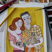 Mon projet du cours : Illustration ludique avec aquarelle et crayons de couleur. Traditional illustration, Painting, Watercolor Painting, Portrait Drawing, and Colored Pencil Drawing project by Stéphanie Menec - 05.03.2024